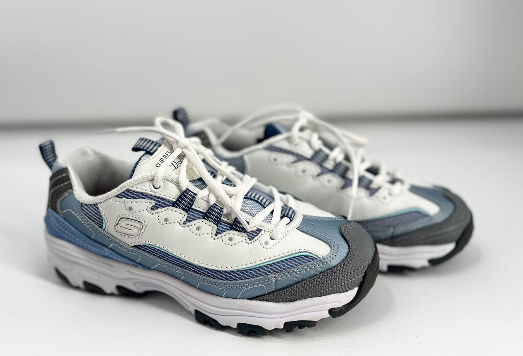 SKECHERS WHT/BLU 7