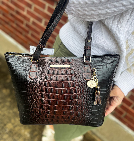 BRAHMIN ASHER CROCODILE EMBOSSED